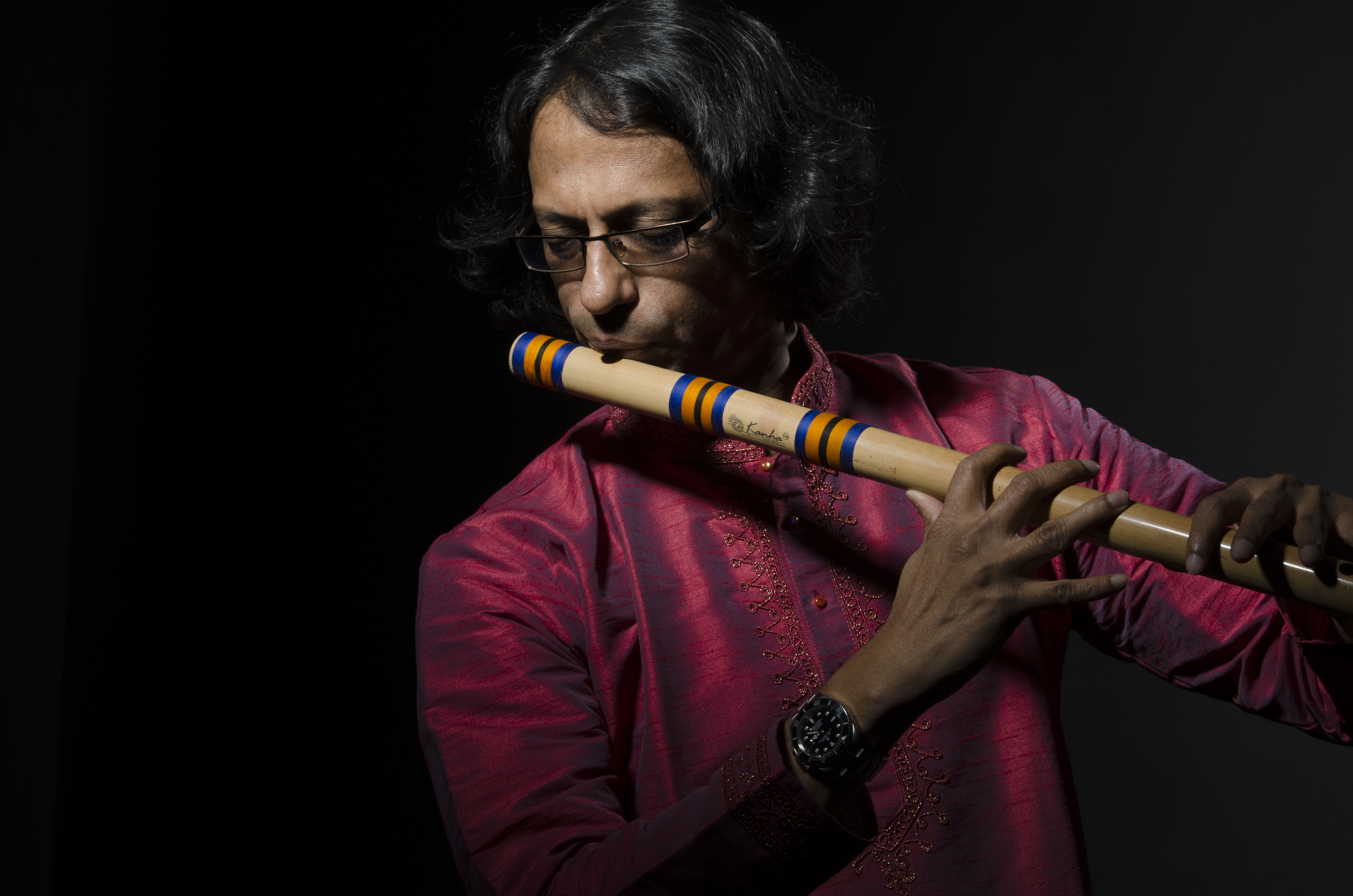 Photo shoot for flutist Milind Date