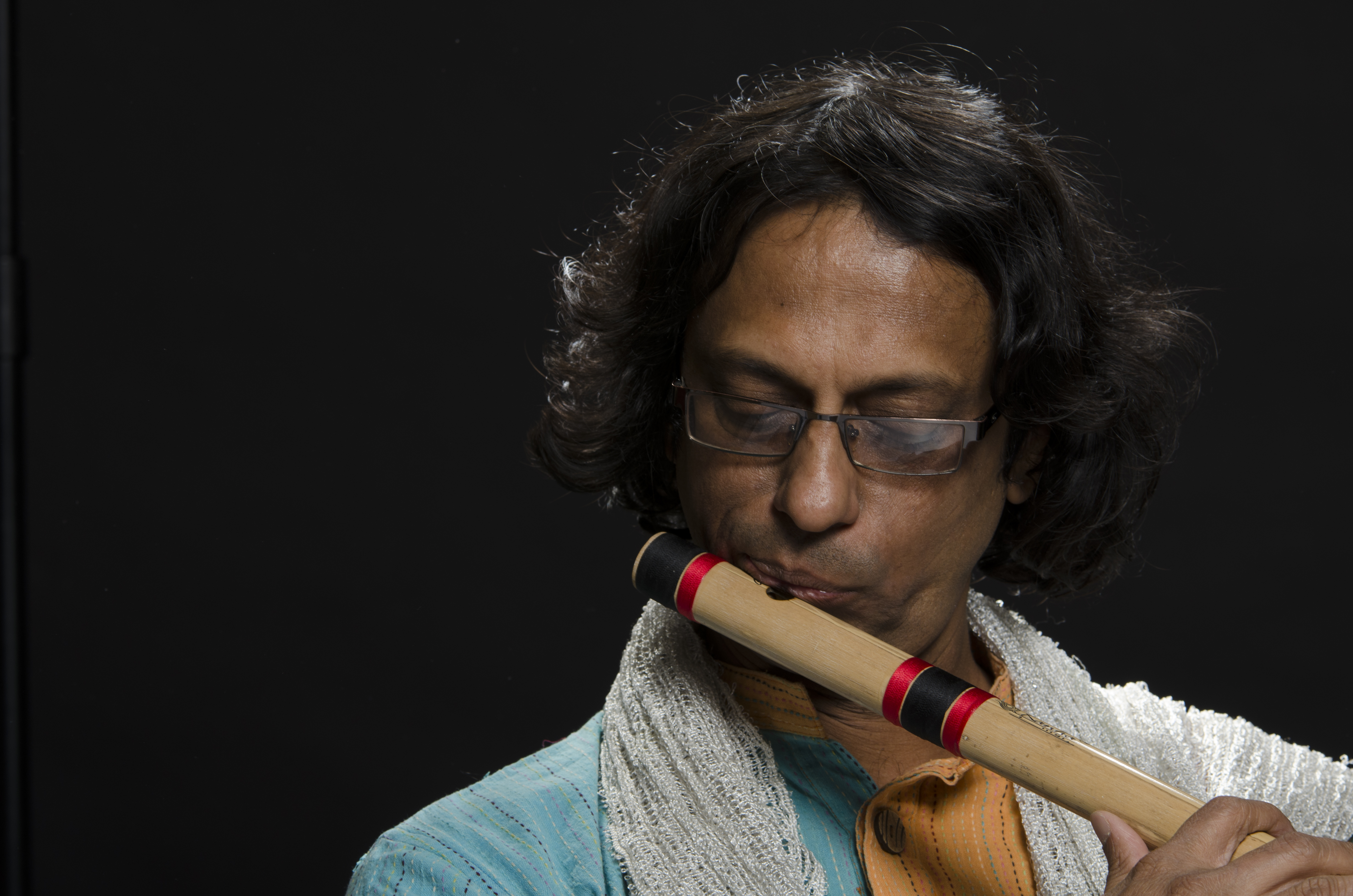Photo shoot for flutist Milind Date